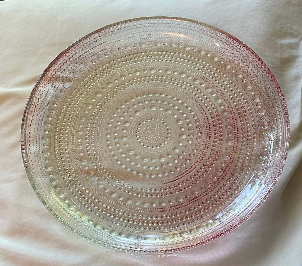 Vintage‎ Iittala Kastehelmi Pink Dinner Plate 9.75” Genuine Finland Dewdrop⁠